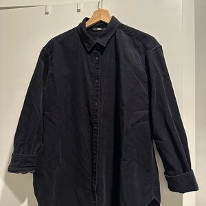 Uniqlo Oversized Deep Navy Corduroy Button Down Shirt